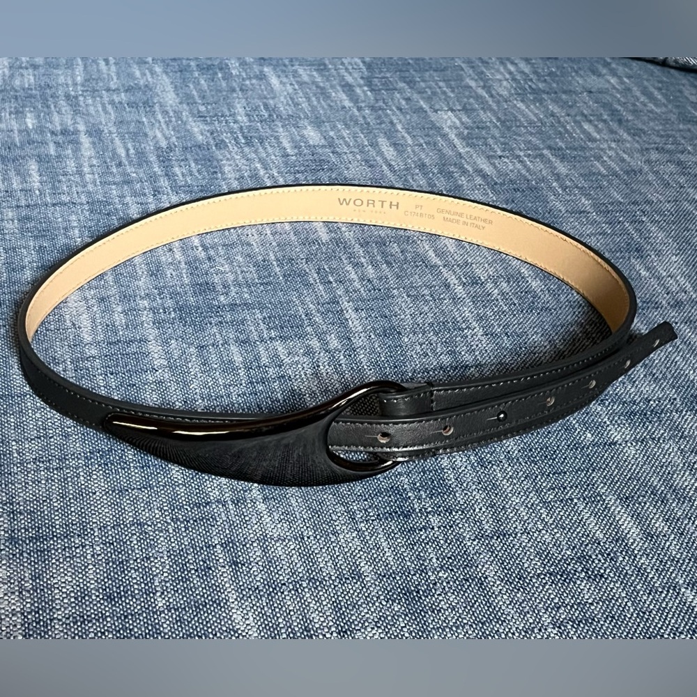 Make offer! Worth NY 2017 Dark Grey Leather Belt Pewter Buckle PT XS Petite